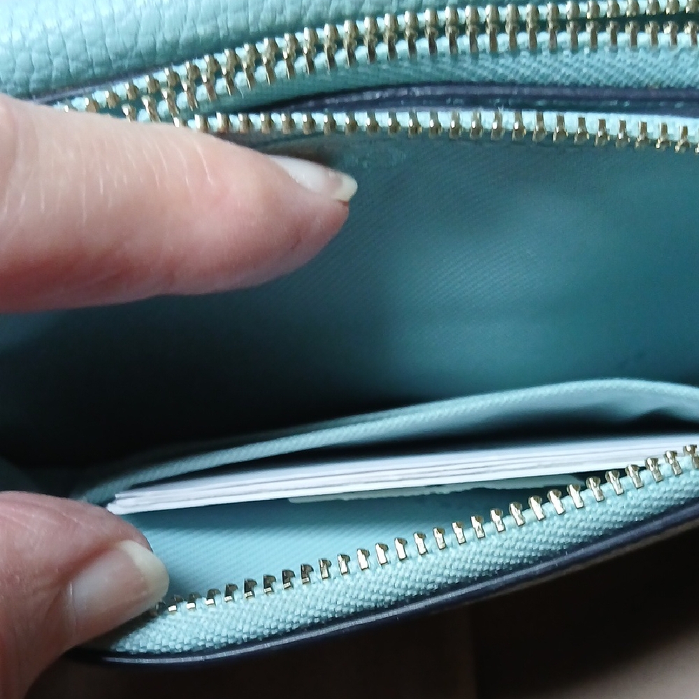 Coach Blue Leather Wristlet Clutch New  With Tags - Picture 3 of 10